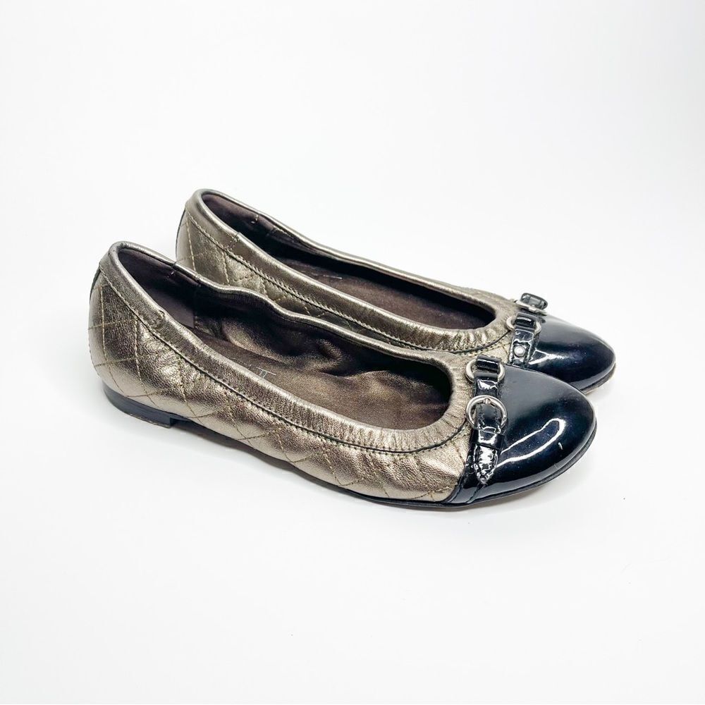 🍋 AGL Attilio Giusti Leombruni • Quilted Leather Cap Toe Ballet Flats Size 36EU